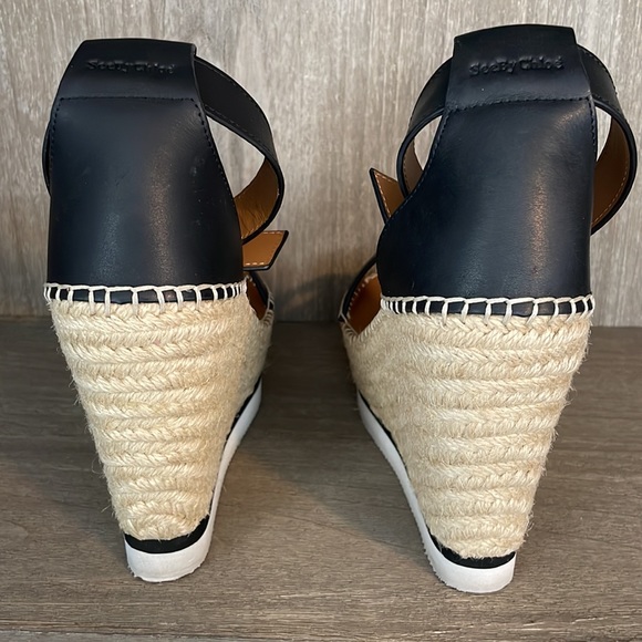 See by Chloe Platform Wedge Sandals with Ankle Strap Black Sz 38 (US 8) - Picture 6 of 6